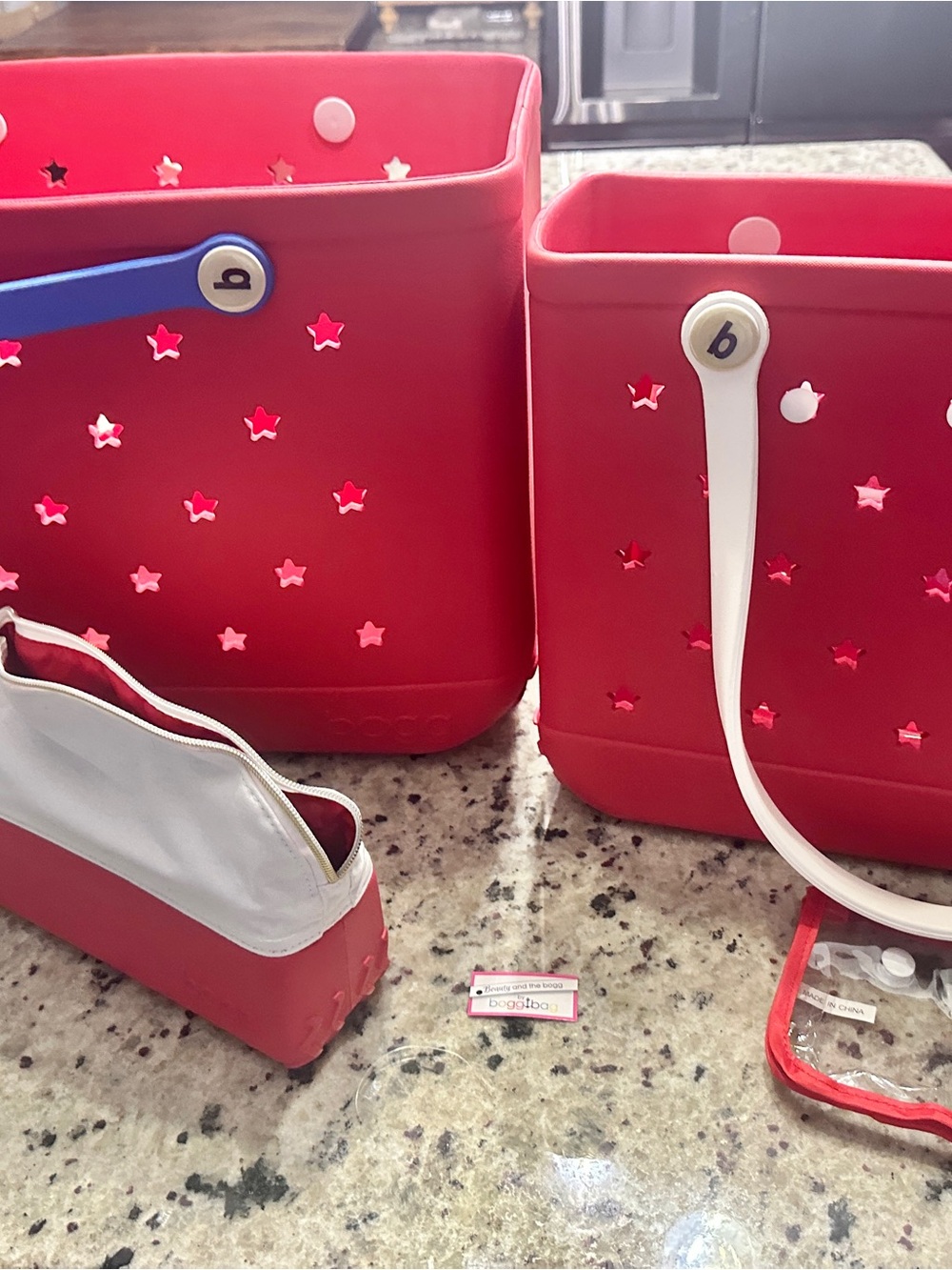 BOGG BAG Red and White Zip Pouch